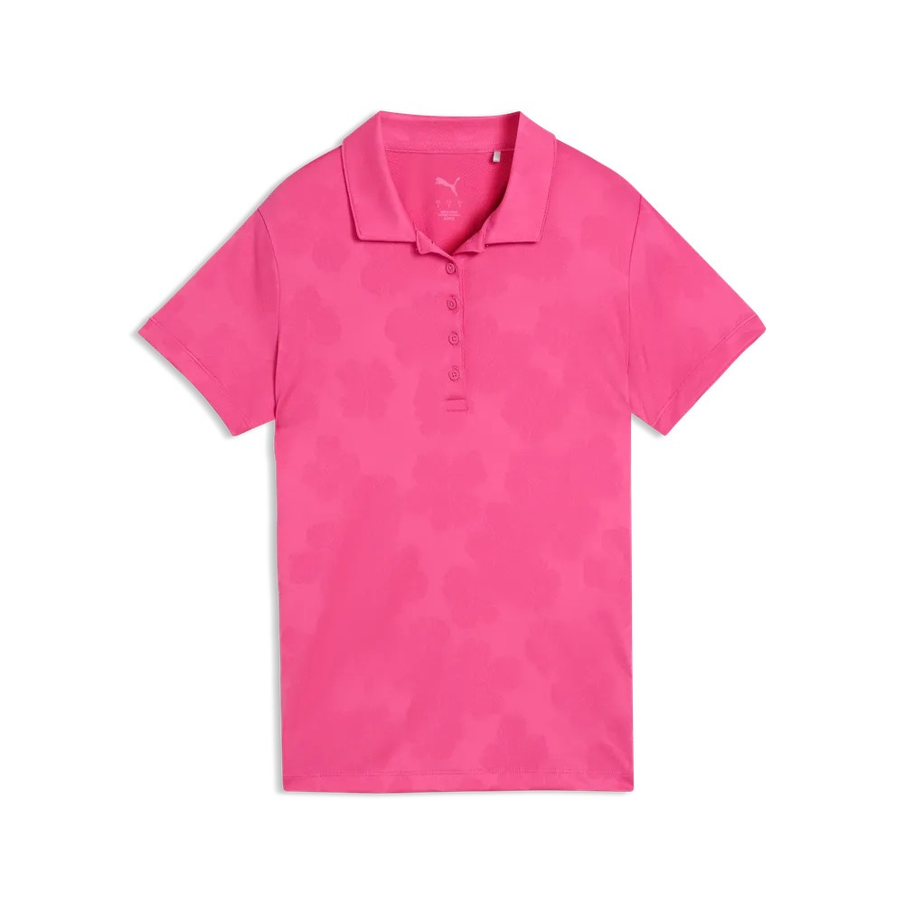 Puma Womens Floral Lace Jaquard SS Polo - Pink Opal