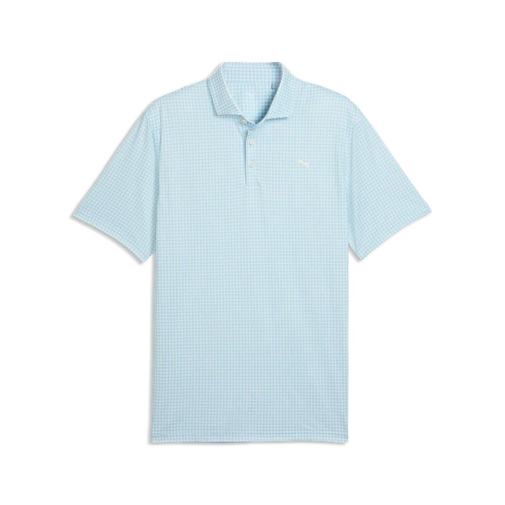 Puma Mens Cloudspun Mono Check Polo - White Glow/Light Blue