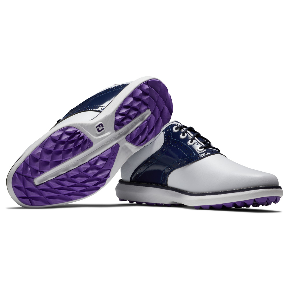 Footjoy Womens FJ Traditions Spikeless Medium - White/Navy/Purple