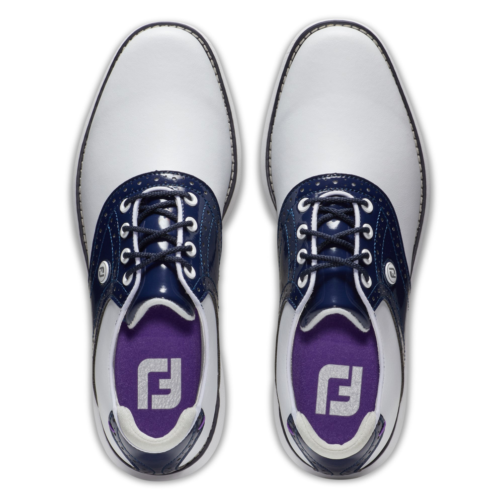 Footjoy Womens FJ Traditions Spikeless Medium - White/Navy/Purple