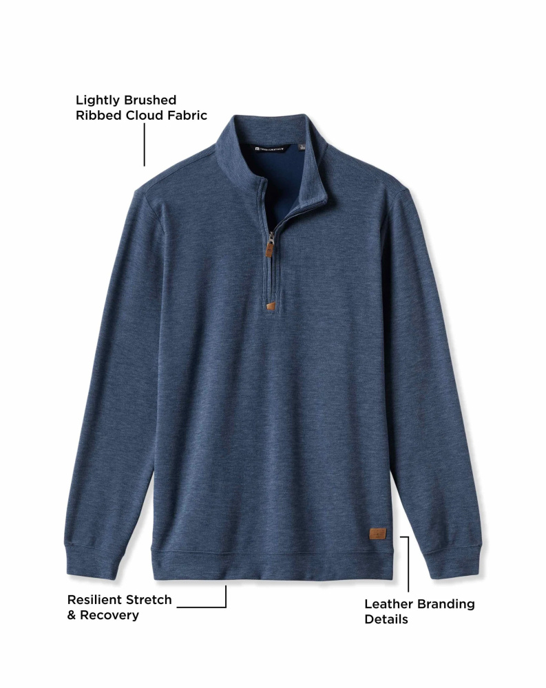 Travis Mathew Mens Cloud Sweater Quarter Zip - Heather Navy