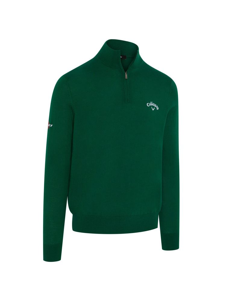 Callaway Mens Blended Merino 1/4-Zip Sweater - Galapagos Green