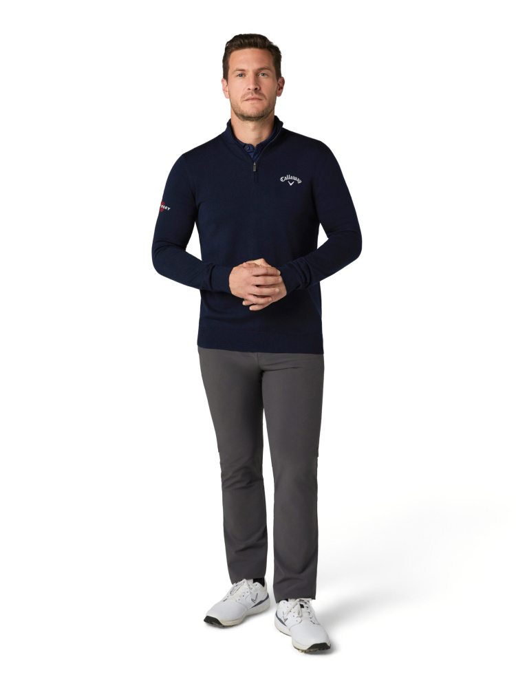 Callaway Mens Blended Merino 1/4-Zip Sweater - Navy/Blue