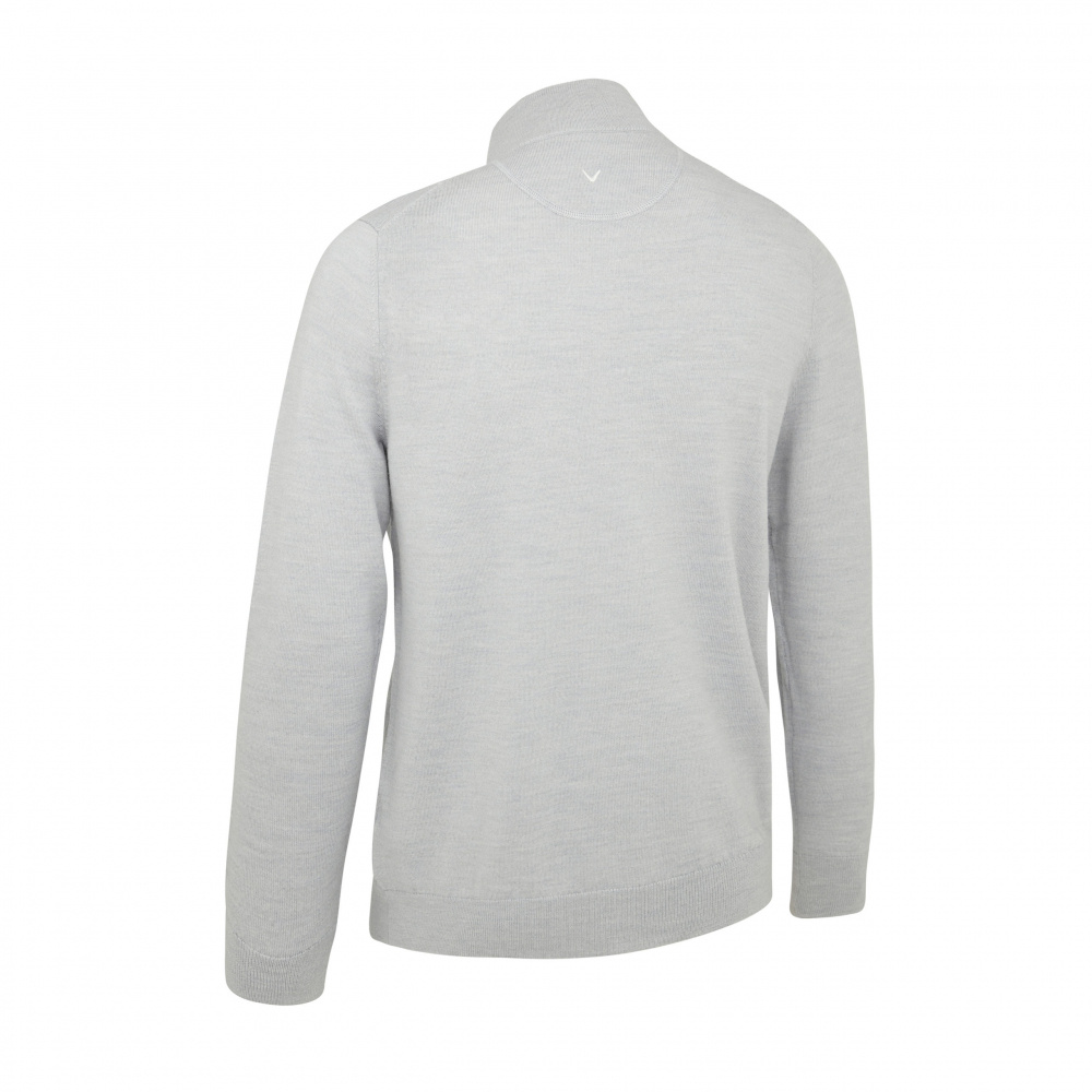 Callaway Mens Ribbed Merino 1/4 Zip Sweater - Pearl Blue Heather