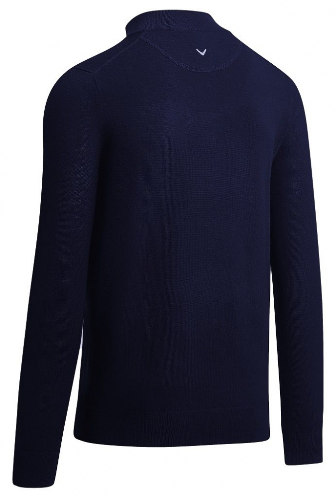 Callaway Mens Ribbed Merino 1/4 Zip Sweater - Dark Navy