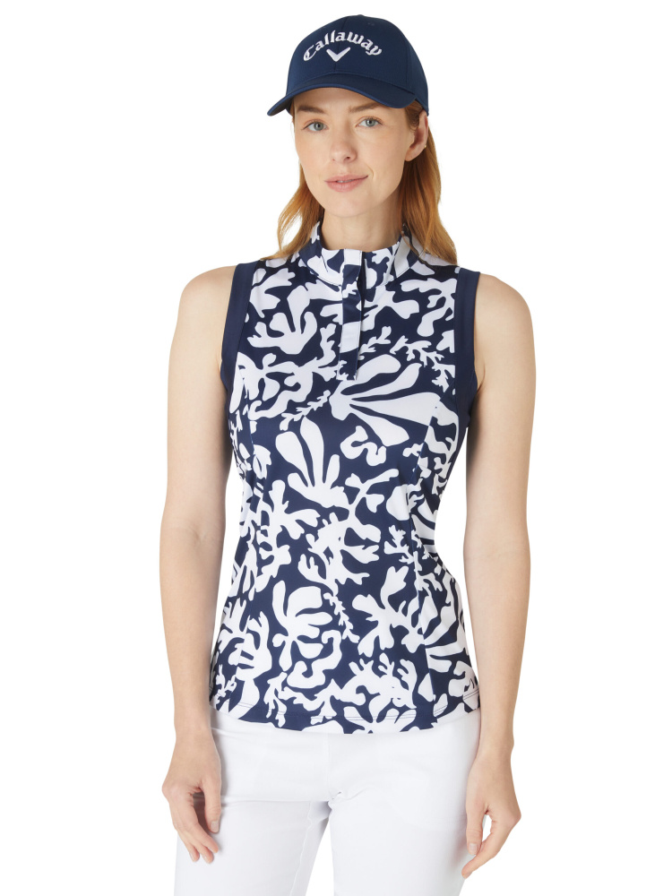 Callaway Womens Abstract Floral SL Polo - Peacoat