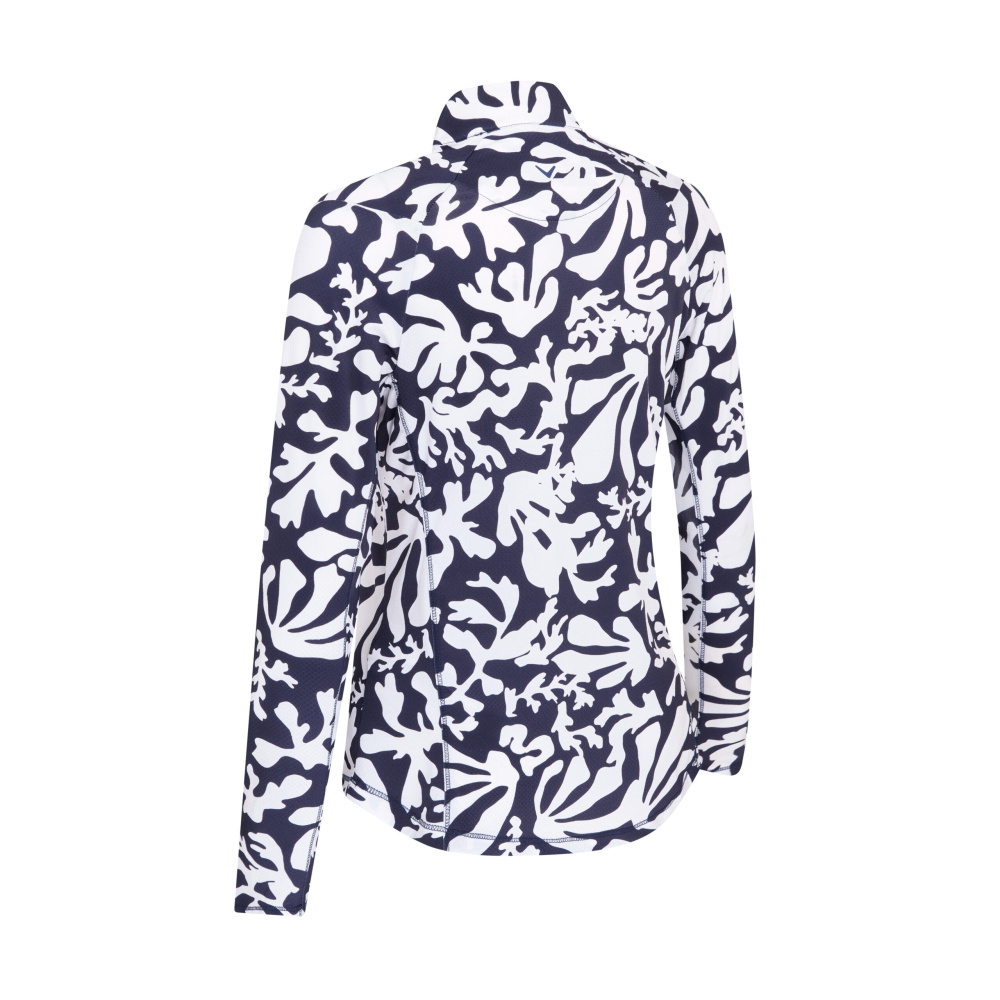 Callaway Womens Abstract Floral Sun Protection Top - Peacoat
