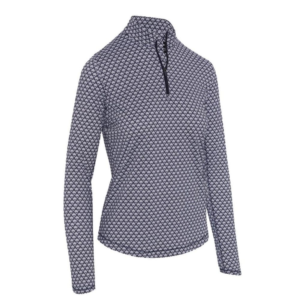 Callaway Womens Scarf Geo Printed 1/4-Zip Pullover - Peacoat