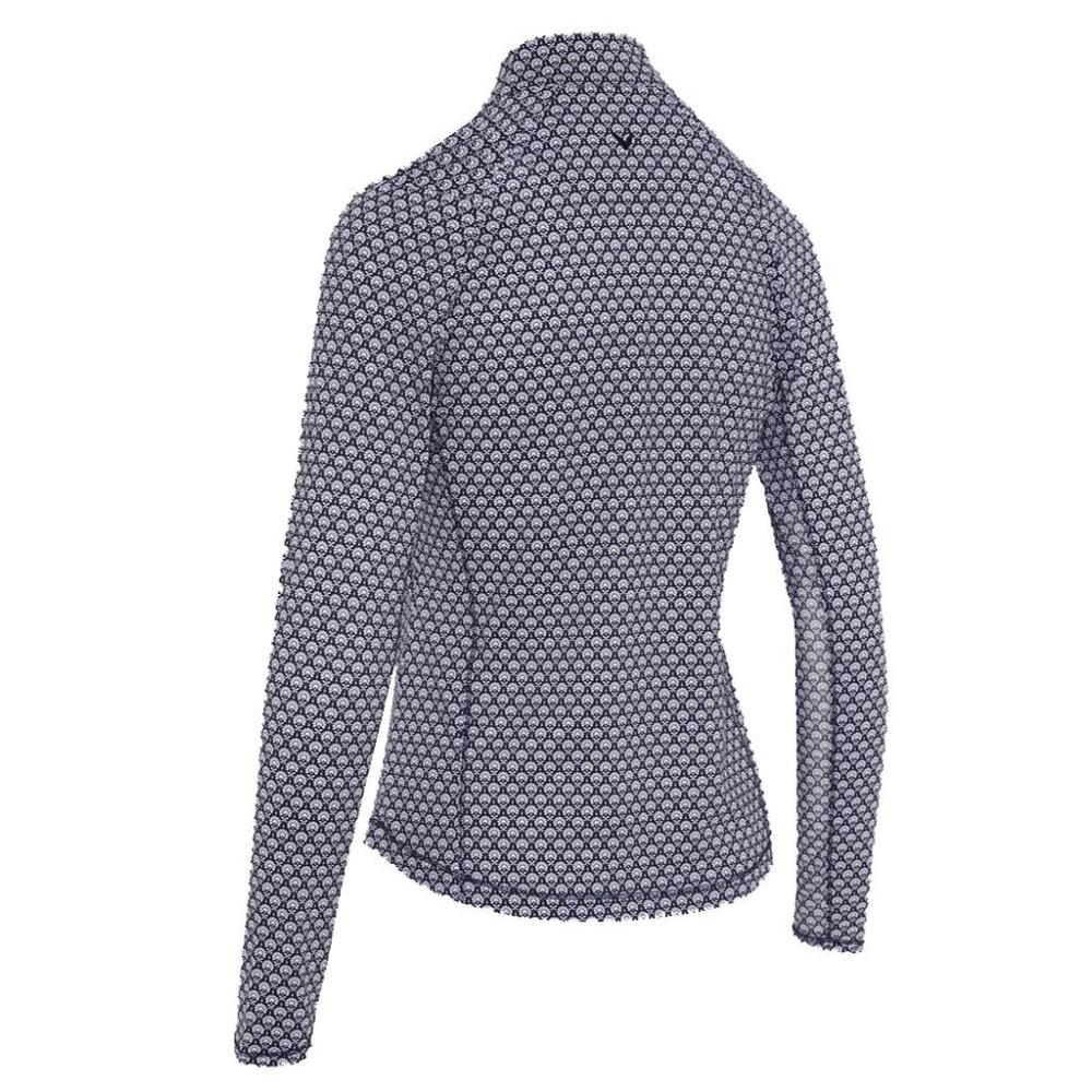 Callaway Womens Scarf Geo Printed 1/4-Zip Pullover - Peacoat