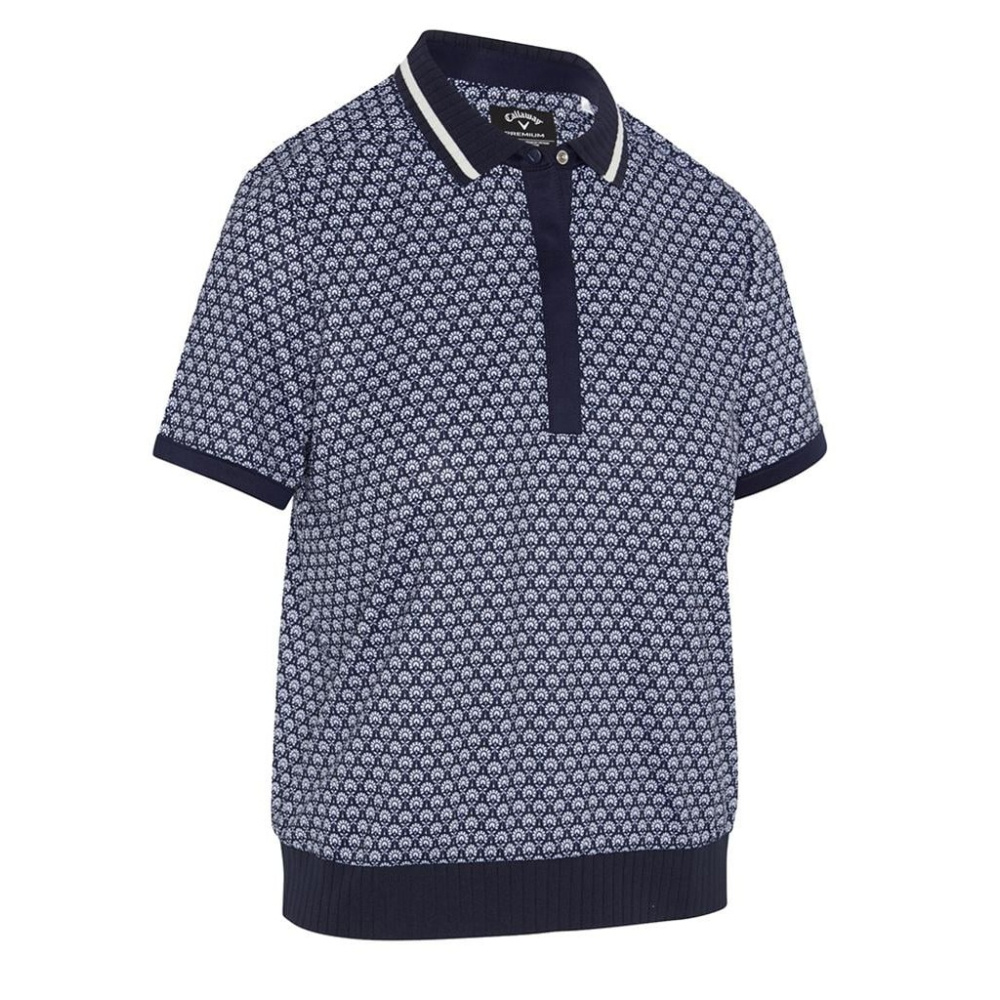 Callaway Womens Scarf Geo Printed Polo - Peacoat