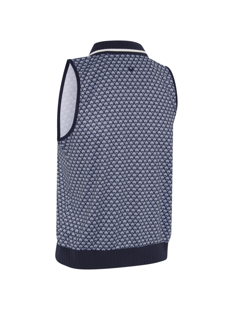 Callaway Womens Scarf Geo Printed Sleeveless Polo - Peacoat
