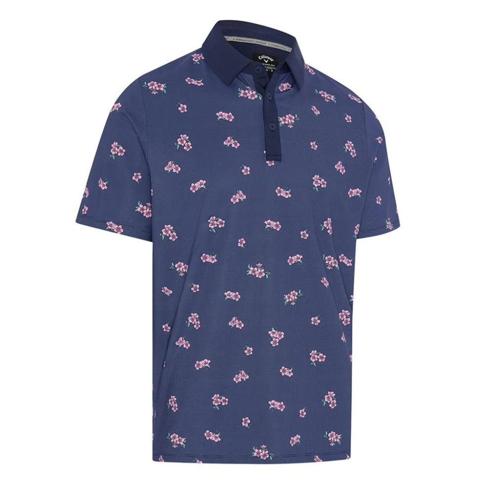 Callaway Mens Azalea Gingham Polo Shirt - Peacoat