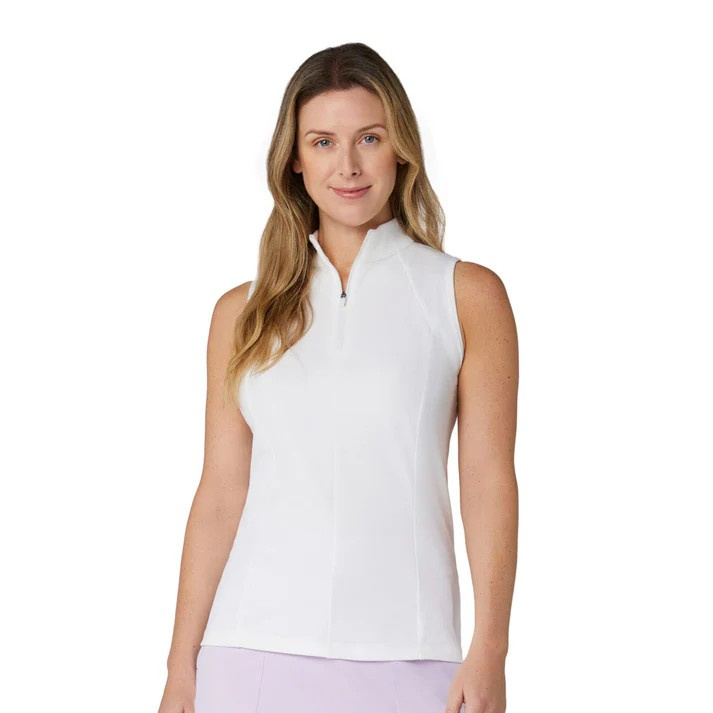 Callaway Womens Sleeveless Rib Play Polo - Brilliant White