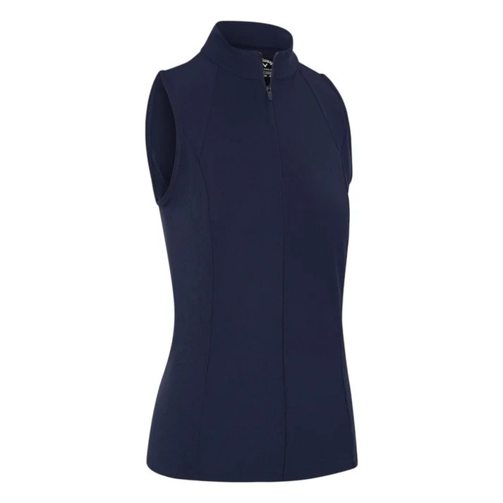 Callaway Womens Sleeveless Rib Play Polo - Peacoat