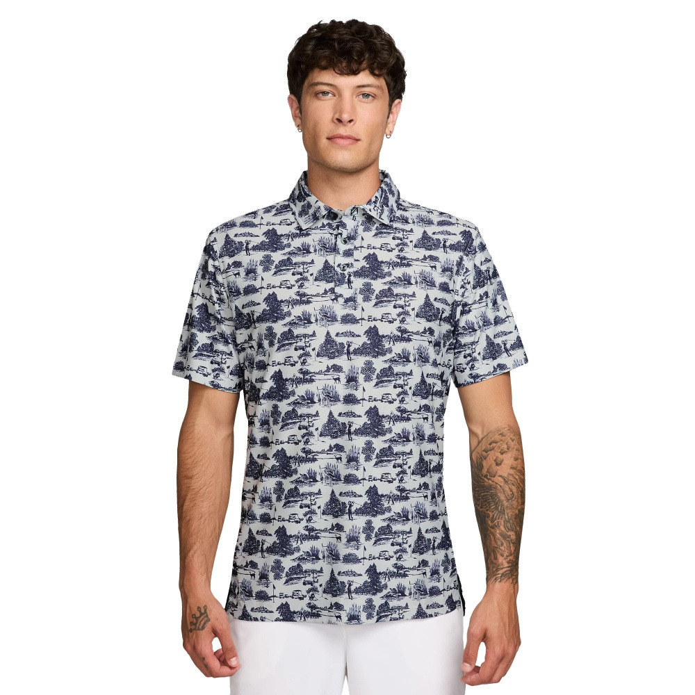 Nike Mens Dri-Fit Tailored Performance Toile Polo Shirt - Photon Dust/Navy