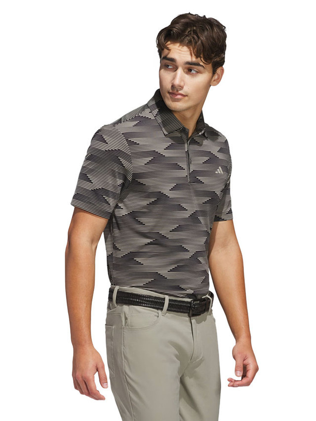 Adidas Mens Ultimate365 Speed Stripe Polo - Black/Putty Beige
