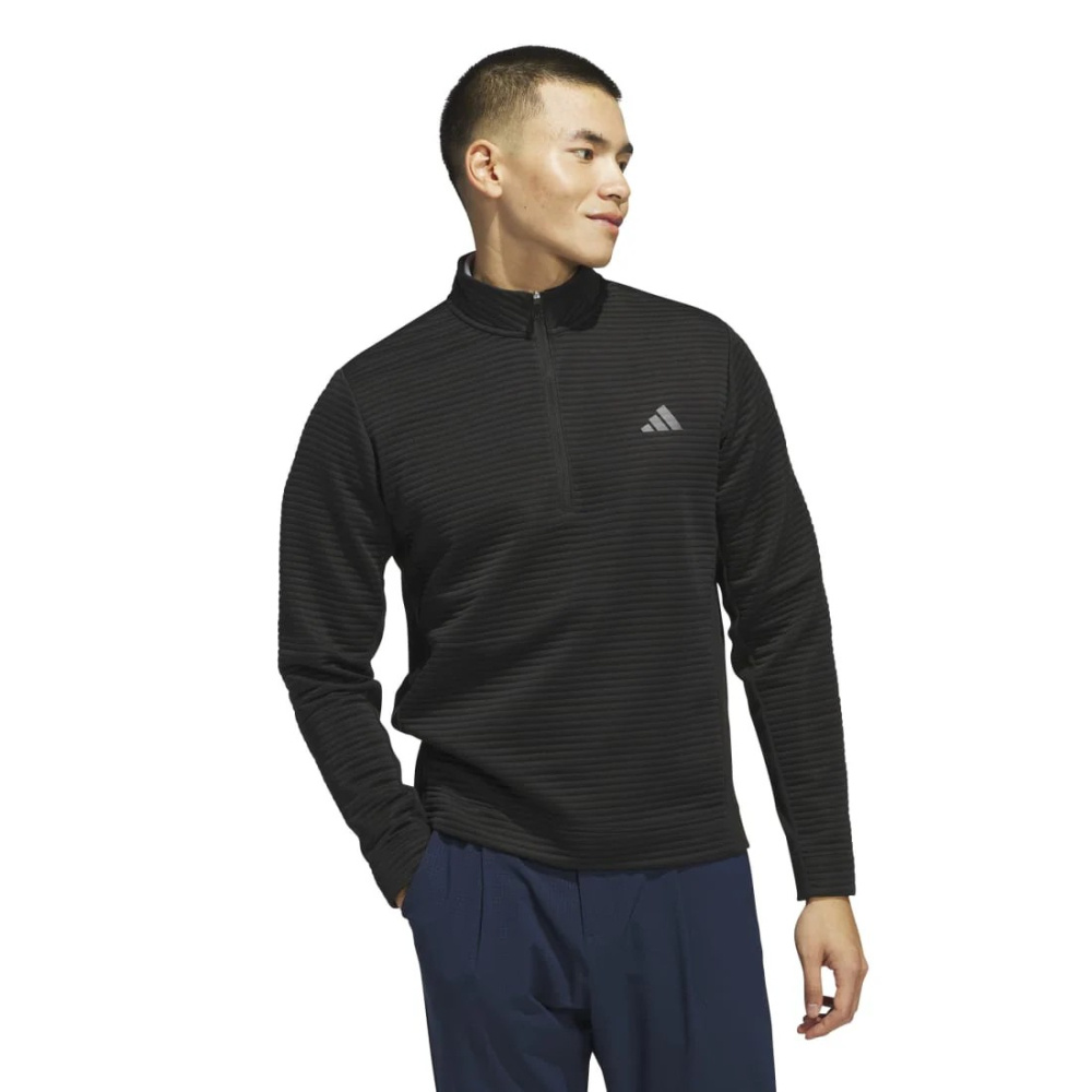 Adidas Mens Ultimate365 DWR Textured 1/4-Zip Sweater - Black
