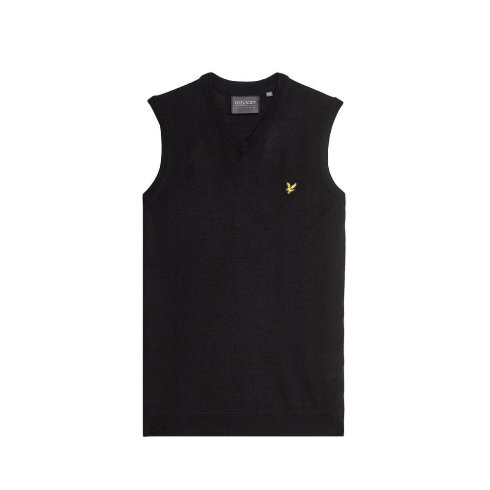 Lyle & Scott Mens Merino Blend Knitted V-Neck Vest - Jet Black