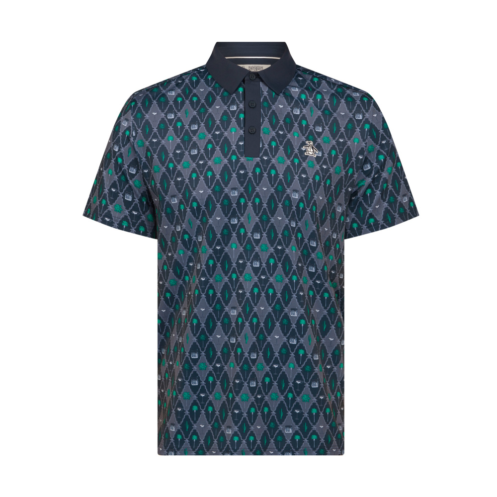 Original Penguin Mens Lattice Cocktail Polo Shirt - Black Iris