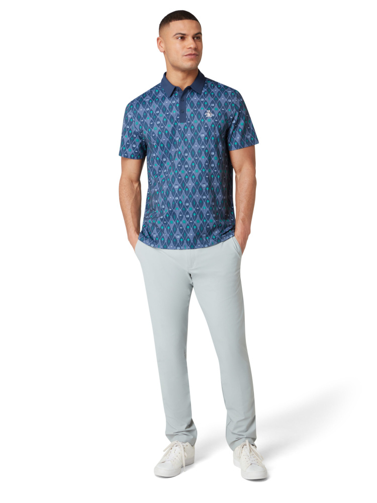 Original Penguin Mens Lattice Cocktail Polo Shirt - Black Iris