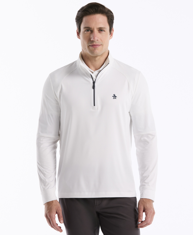Original Penguin Mes LS Mixed Media 1/4-zip - Bright White