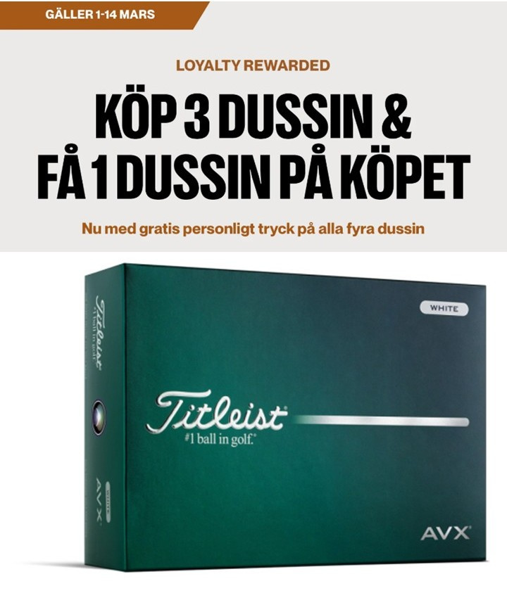 Titleist 2026 AVX - White med personligt tryck (4 dussin)