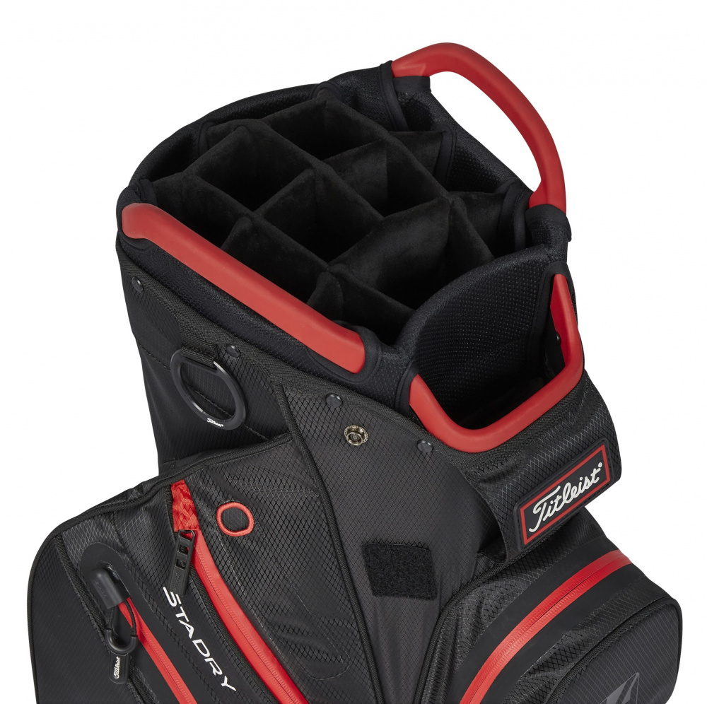 Titleist Cart 14 StaDry Bag 2023 - Black/Black/Red