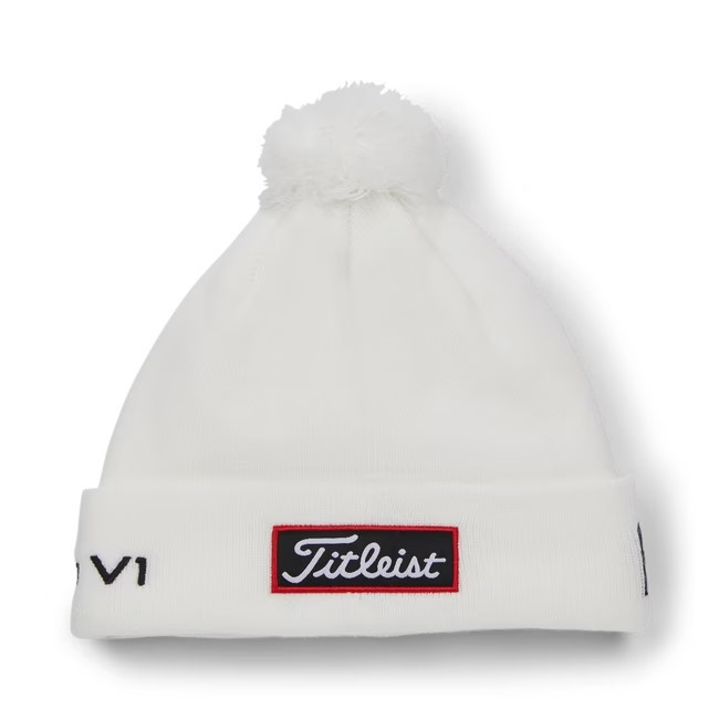 Titleist Tour Pom Pom Beanie - White/Black