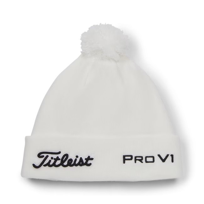 Titleist Tour Pom Pom Beanie - White/Black