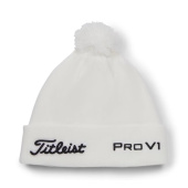 Titleist Tour Pom Pom Beanie - White/Black Titleist Tour Pom Pom Beanie - White/Black